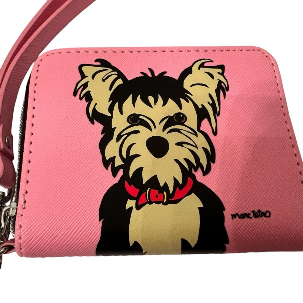 Marc Terri Pink Yorkie Zip Around Wallet Wristlet NWOT